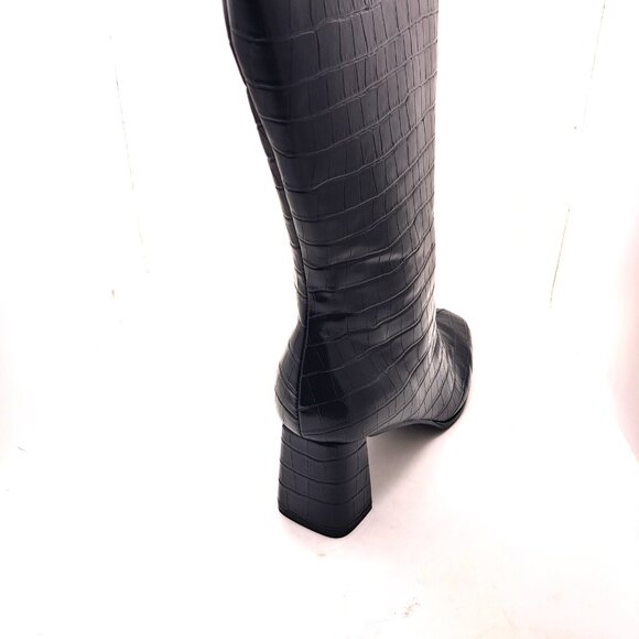 Fashion To Figure Wide Calf Faux Croc Leather Boots - Size 11 - Picture 4 of 11